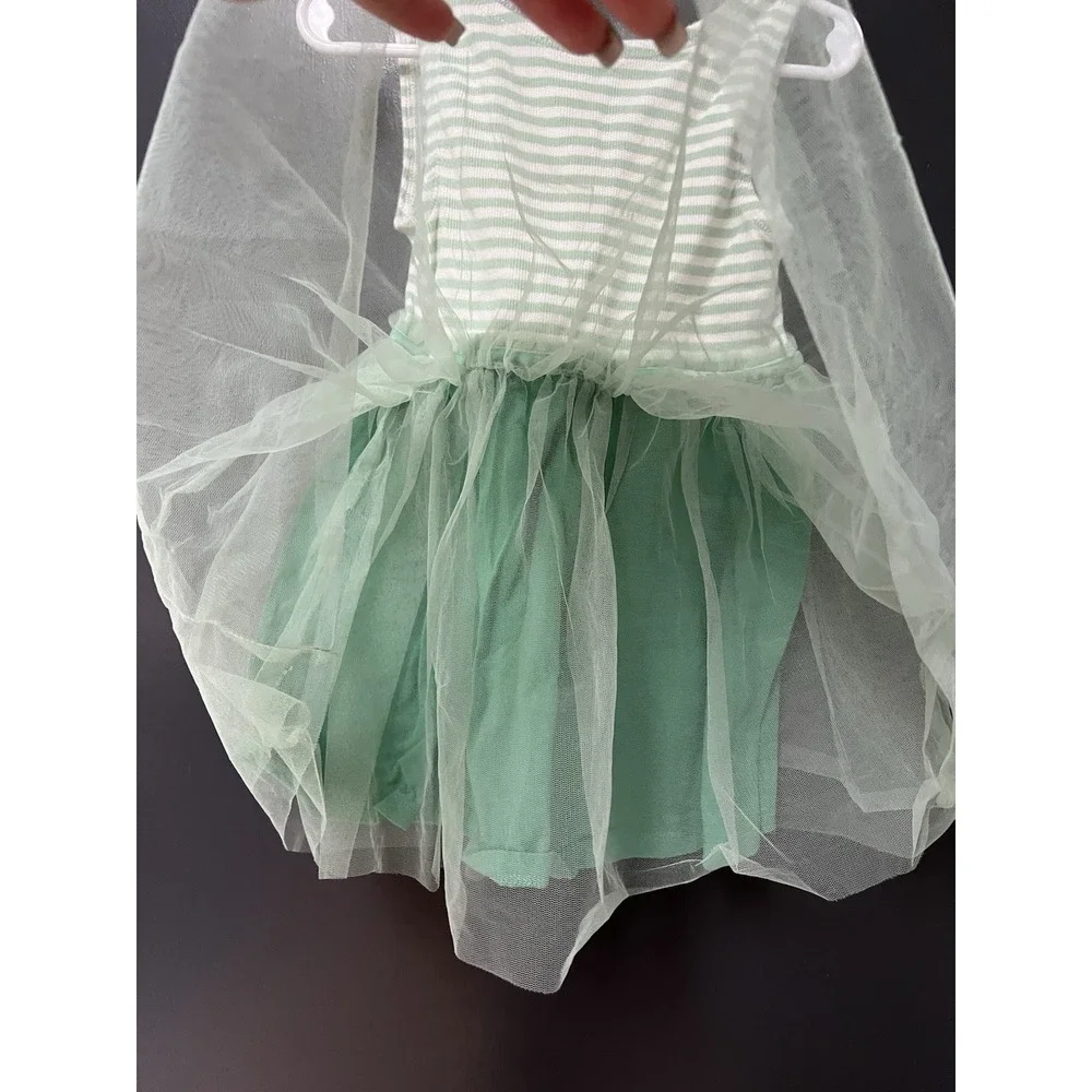 Mini Boden Girls Size 2-3Y Jersey Tulle Green Striped Dress